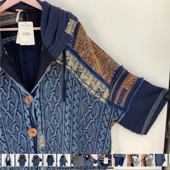 Free people Sammie combo sweater cardigan, Poncho with hood XS - Picture 14 of 14